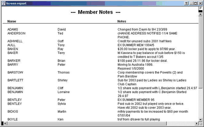 member notes